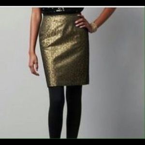 Ann Taylor LOFT black and gold pencil skirt